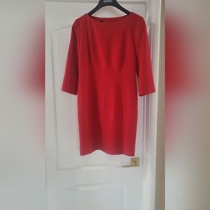 Barrie Pace Red Wool Crepe Sheath Dress Size 2P